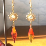 スワロフスキーと黄昏のペンデュラムピアス