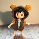 くまちゃんツギハギ模様ツナギ  カーキー×イエロー