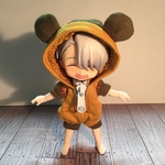  くまちゃんツギハギ模様ツナギ  イエロー×カーキー