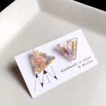 レジン ドライフラワー 金箔  ピアス イヤリング    丸 三角 小粒 【101】