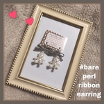 bare perl ribbon earring