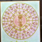 送料無料☆ミニ色紙にヲシテ文字で描いたフトマニ図