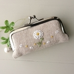 花の刺繍 印鑑ケース デイジー コットンパール   