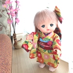 メルちゃんの着物セット*からし色に椿