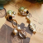 【S】レトロボタン ピアス イヤリング