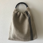 【訳あり】フランスリネン黒ラインバッグ