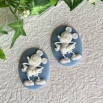 ヴィンテージ アクリルオーバルミッキーマウスカボション ブルーペース 2個セット
