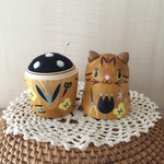 北欧風茶トラ猫＊マトリョーシカ針山＊羊毛ピンクッション