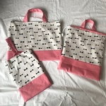 rin-3-rin-3様オーダー品 3点セット☆リボン柄×ピンクのレッスンバッグ&シューズケース体操服袋
