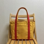 「軽いボックストート」中サイズ「マスタード×赤」帆布トートバッグ 倉敷帆布 和泉木綿帆布