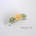 つまみ細工 菜の花色のお花バレッタ(黄色・黄緑色)