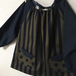 ♡受注製作   しましまドット   ダークカラー長袖スモック♡  サイズ違い可