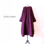 ｽﾀｼﾞｵﾅﾅﾝ【ラスト作品】【ジャガード織微起毛】【ブラックペイズリー】ボルドーベースワンピース