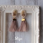 送料無料＊２ＷＡＹドライフラワー×シフォンタッセルイヤリング