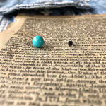 ターコイズ&スクエアブラックのアシメなオシャレピアス♡