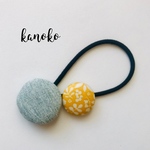 春色イエローボタニカルくるみボタンヘアゴム