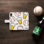 送料無料【iPhone/Android S,M】MĀLAMA手帳型スマホケース BASEBALL BEER(野球とビール)