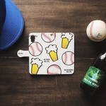【大きなiPhone/Android L】MĀLAMA手帳型スマホケース BASEBALL BEER(野球とビール)