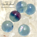 【稀少/カラーチェンジ石！】アクアブルーフローライト・AAAA＋ランク✧【極上/全石レッセンスと虹入り！】約10mm珠【１石】セット【アメリカ産】