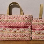 入園入学２点セット☆キルティング　レッスンバッグ＆シューズ入れ　ローズボーダー　ピンク