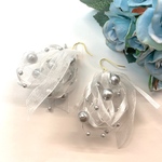シルバー / パールシャワー ピアス / リボン ピアス