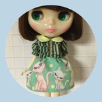 ネコちゃんストライプワンピース♡green