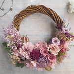 【くつこらつこさま専用ページ】Lune Bonheur ＜Violet antique＞＊受注制作＊ハーフムーンリース＊プリザーブドフラワー＊リース＊お花＊ギフト＊結婚祝い＊記念日＊新築祝い