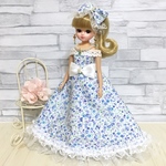 【送料無料】リカちゃん♡ドレス♡花柄ブルー