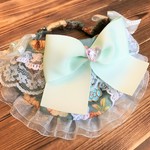 犬・猫の首輪　約31～35　cocoちゃんバンダナチョーカー　薔薇・ブルー系・ロココ・プリンセス