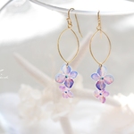 紫あじさいの2輪ピアス