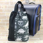 恐竜ブラックｂ シューズ巾着袋