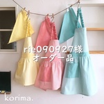 【rie090927様オーダー品】女の子☆ノーアイロンでOK！のキッズ 子供エプロン＆三角巾 ２点セット