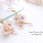 再販【桜ピアス･イヤリング】*桜のアシンメトリーピアス*【桃色】