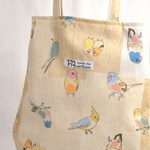 ぴー子★様オーダー分＜もっと＊ことり＞インコ柄タック入りトートバッグ（ベージュ）