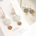 ivory*ホワイトレースモチーフ×コットンパール  ピアス  イヤリング