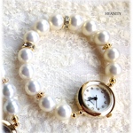 2色＊シルキーパールゴムブレスレットウォッチ