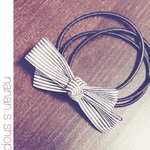 ちょうちょ結び風ヘアゴム   ストライプリボン  ヘアアクセサリー  ヘアアレンジ