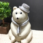 【再販】しろくま貯金箱  スカーフとハット