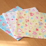 送料無料　ハンドメイド　　ガーゼハンカチ　【ハート】