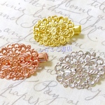 【シルバー・2個】ヘアクリップ すかし 台座 バレッタ 31×24mm