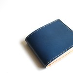 【受注生産品】二つ折り財布 〜栃木アニリン青×栃木サドル〜