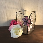 「桜」　ステンドグラス　ペン立て2