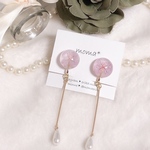 クリアなアナベル紫陽花❤︎ロングパールレジンピアス／イヤリング