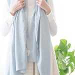 Organic Cotton薄手へリンボ―ン生地大判ストール［水色］