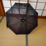 濃紺の紗の日傘（傘袋付き）