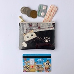 「感謝セール品✨」便利❗️ミニポーチブラックデニムねこ柄