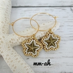 再販♥️3 星スタッズ刺繍＊フープピアス