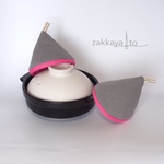 三角で 鍋つかみ【グレー×ピンク】