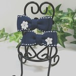 【送料込み】 torte ❇ stitch ribbon ( navy )  キッズ ヘアゴム      