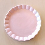 波型リムのケーキ皿（桜色）
